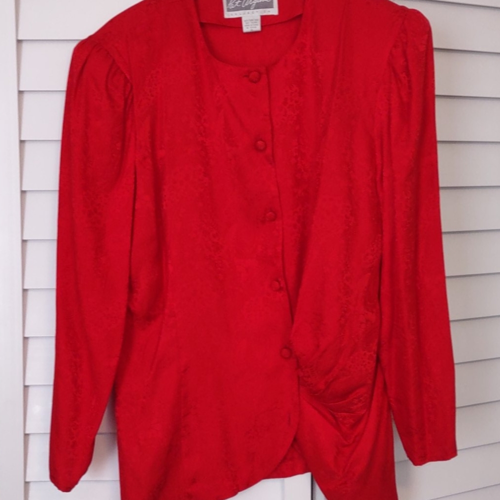 Vintage Red silk blouse with shoulder pads